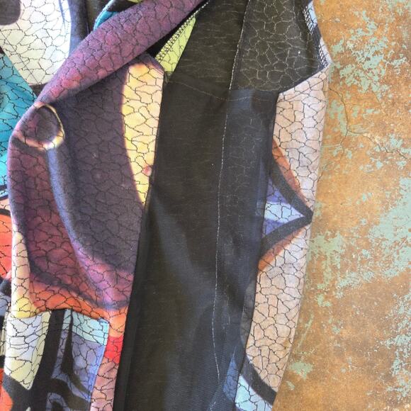 Shana Art to Wear Upcycled Tunic Top Size L Geometric Abstract Mesh Colorful - Picture 10 of 11
